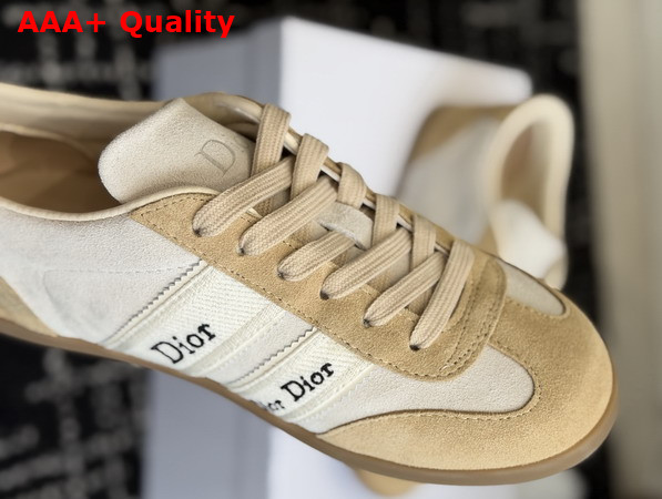 Dior Ribbon Sneaker in White and Beige Suede Calfskin Replica