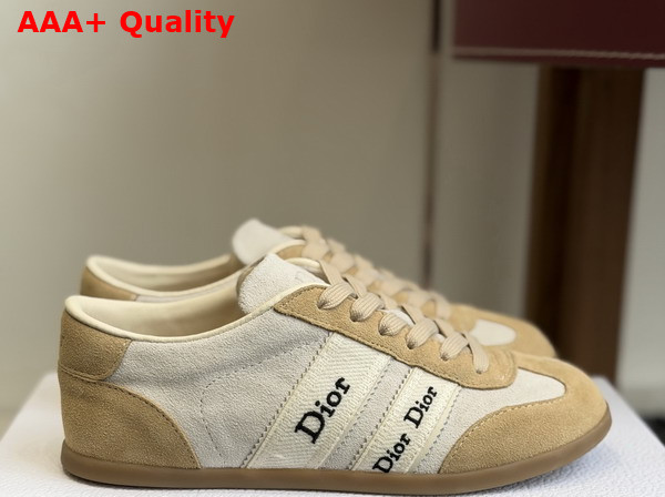 Dior Ribbon Sneaker in White and Beige Suede Calfskin Replica