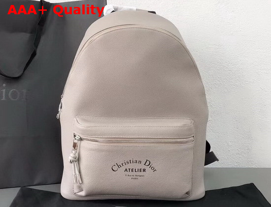 Dior Rider Rucksack in Beige Grained Calfskin with Christian Dior Atelier Print Replica