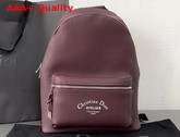 Dior Rider Rucksack in Burgundy Grained Calfskin with Christian Dior Atelier Print Replica