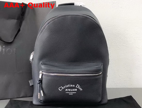 Dior Rider Rucksack in Navy Blue Grained Calfskin with Christian Dior Atelier Print Replica