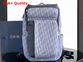 Dior Rider Soft Zipped Backpack in Blue Dior Oblique Jacquard and Blue Grained Calfskin Replica