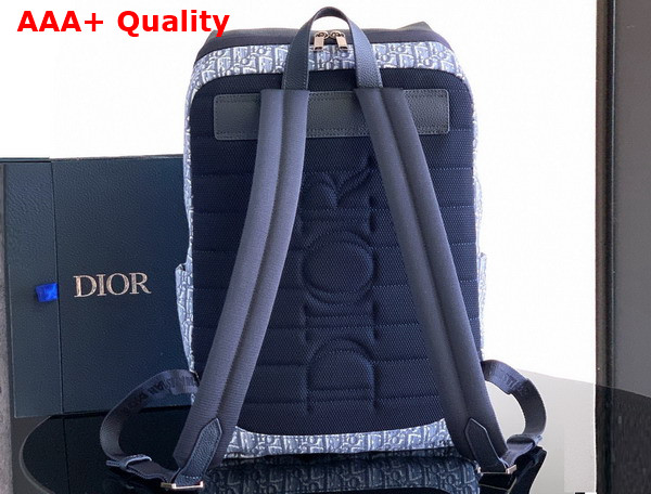 Dior Rider Soft Zipped Backpack in Blue Dior Oblique Jacquard and Blue Grained Calfskin Replica