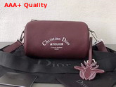 Dior Roller Pouch in Burgundy Grained Calfskin Replica