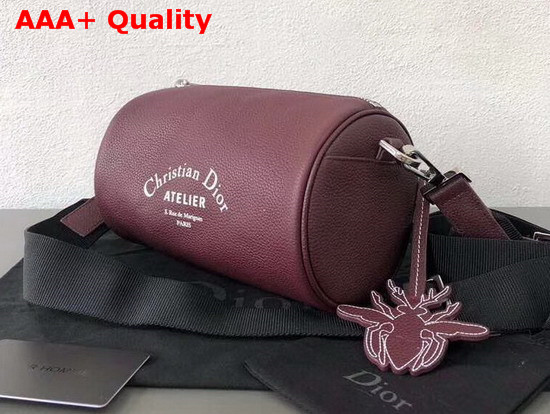 Dior Roller Pouch in Burgundy Grained Calfskin Replica
