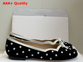 Dior Romance Ballet Flat in Black Cotton Embroidered with White PolkaDior Motif Replica