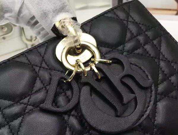 Dior Runway Bag in Black Cannage Lambskin Light Gold Tone Jewellery for Sale