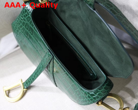 Dior Saddle Alligator Bag in Green Shiny Alligator Replica
