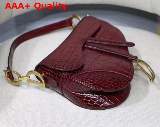 Dior Saddle Alligator Bag in Red Shiny Alligator Replica