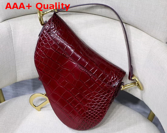 Dior Saddle Alligator Bag in Red Shiny Alligator Replica