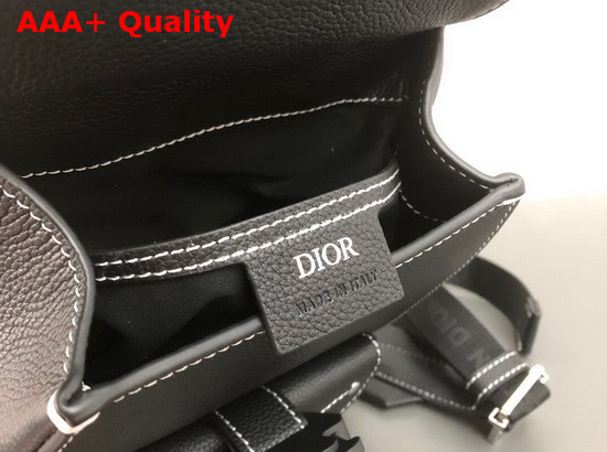Dior Saddle Backpack in Black Grained Calfskin with Black Christian Dior Buckle Replica