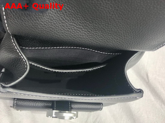 Dior Saddle Backpack in Black Grained Calfskin with Silver Christian Dior Buckle Replica
