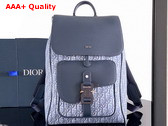 Dior Saddle Backpack in Blue Dior Oblique Jacquard and Blue Grained Calfskin Replica
