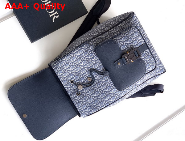 Dior Saddle Backpack in Blue Dior Oblique Jacquard and Blue Grained Calfskin Replica