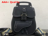 Dior Saddle Backpack in Blue Grained Calfskin with Black Christian Dior Buckle Replica