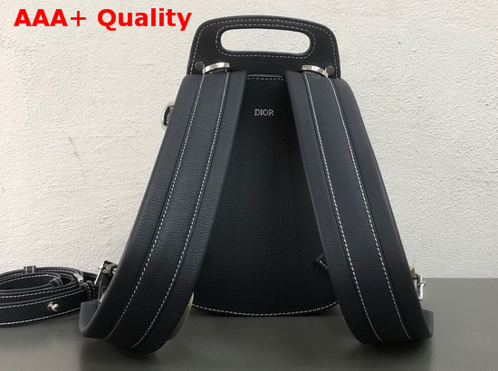Dior Saddle Backpack in Blue Grained Calfskin with Black Christian Dior Buckle Replica