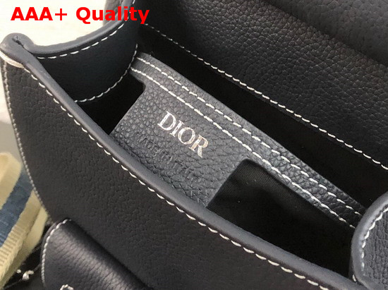 Dior Saddle Backpack in Blue Grained Calfskin with Black Christian Dior Buckle Replica
