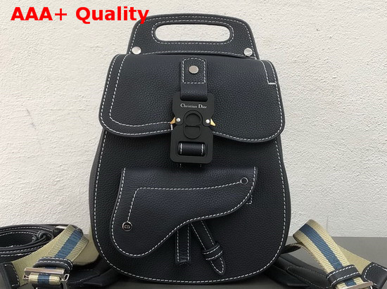 Dior Saddle Backpack in Blue Grained Calfskin with Black Christian Dior Buckle Replica