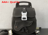 Dior Saddle Backpack in Grey Grained Calfskin with Silver Christian Dior Buckle Replica