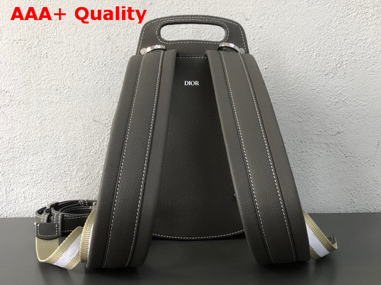 Dior Saddle Backpack in Grey Grained Calfskin with Silver Christian Dior Buckle Replica