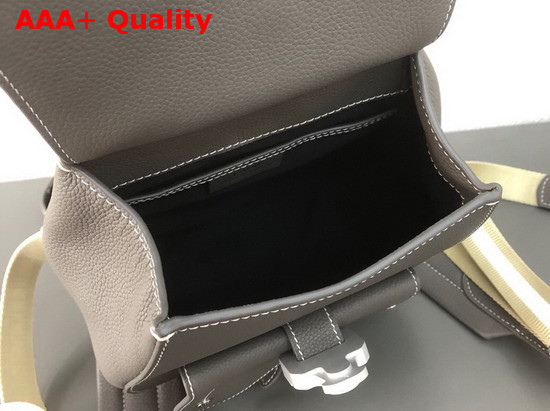 Dior Saddle Backpack in Grey Grained Calfskin with Silver Christian Dior Buckle Replica