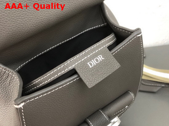 Dior Saddle Backpack in Grey Grained Calfskin with Silver Christian Dior Buckle Replica