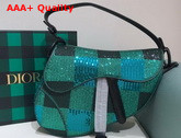 Dior Saddle Bag Green Sequin Embroidery Replica