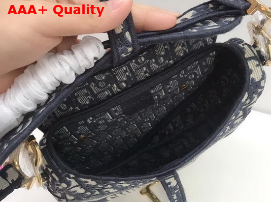 Dior Saddle Bag in Blue Dior Oblique Embroidered Canvas Replica