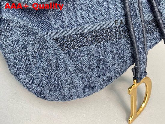 Dior Saddle Bag in Blue Dior Oblique Embroidered Denim Replica