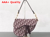 Dior Saddle Bag in Burgundy Canvas Replica