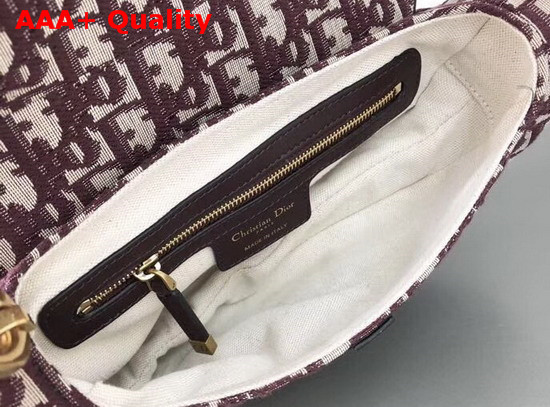 Dior Saddle Bag in Burgundy Canvas Replica