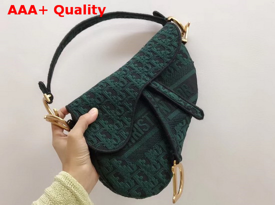 Dior Saddle Bag in Green Dior Oblique Embroidered Canvas Replica