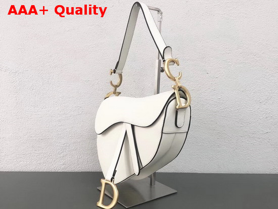 Dior Saddle Bag in Off White Embossed Grained Calfskin Replica