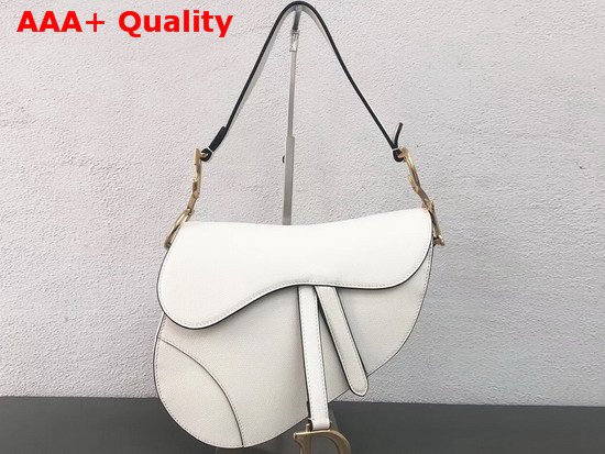 Dior Saddle Bag in Off White Embossed Grained Calfskin Replica