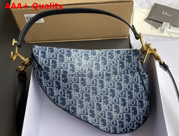 Dior Saddle Bag with Strap Blue Denim Dior Oblique Jacquard Replica