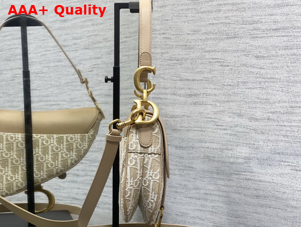 Dior Saddle Bag with Strap Dior Oblique Jacquard and Natural Smooth Calfskin Replica