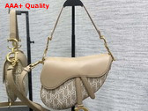 Dior Saddle Bag with Strap Dior Oblique Jacquard and Natural Smooth Calfskin Replica