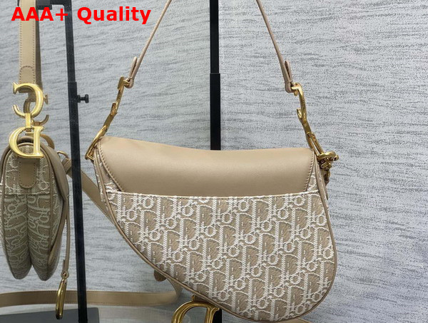 Dior Saddle Bag with Strap Dior Oblique Jacquard and Natural Smooth Calfskin Replica