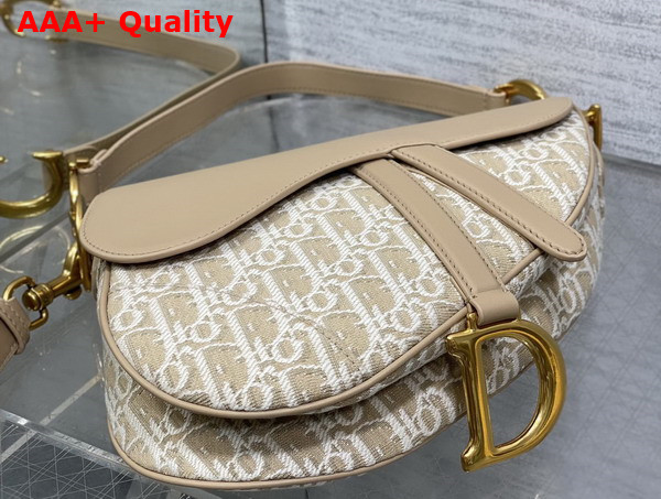 Dior Saddle Bag with Strap Dior Oblique Jacquard and Natural Smooth Calfskin Replica