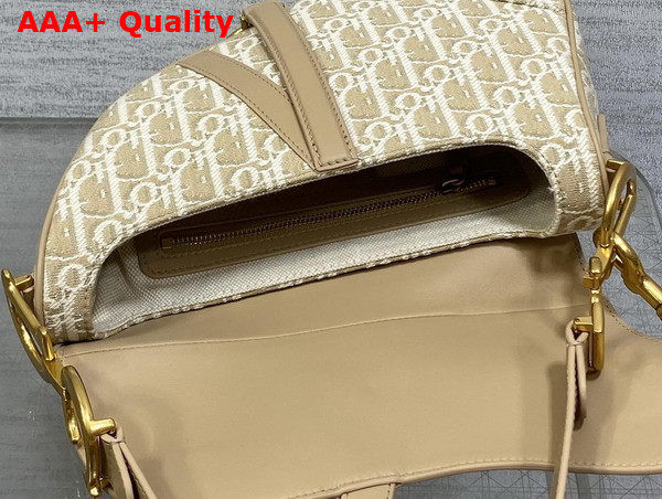 Dior Saddle Bag with Strap Dior Oblique Jacquard and Natural Smooth Calfskin Replica