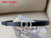 Dior Saddle Belt Black Ultrasmooth Calfskin and White Crystals 20 mm Silver Metal Replica