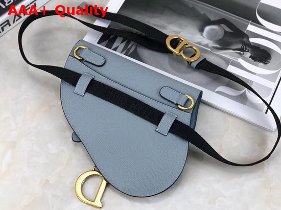Dior Saddle Belt Clutch in Light Blue Embossed Grained Calfskin Replica