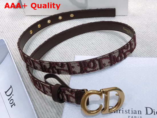 Dior Saddle Belt in Burgundy Dior Oblique Jacquard Canvas Replica