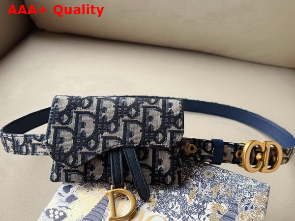 Dior Saddle Belt with Pouch Blue Dior Oblique Jacquard 20mm Replica