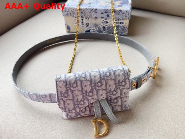 Dior Saddle Belt with Pouch Gray Dior Oblique Jacquard 20mm Replica