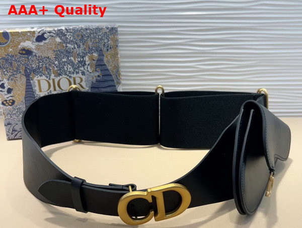 Dior Saddle Belt with Pouch Matte Black Supple Calfskin and Black Technical Fabric 60mm Replica