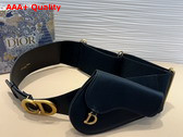Dior Saddle Belt with Pouch Matte Black Supple Calfskin and Black Technical Fabric 60mm Replica
