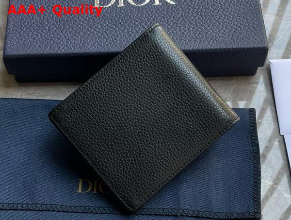 Dior Saddle Bifold Wallet Black Grained Calfskin Marquetry and Black Dior Oblique Jacquard Replica