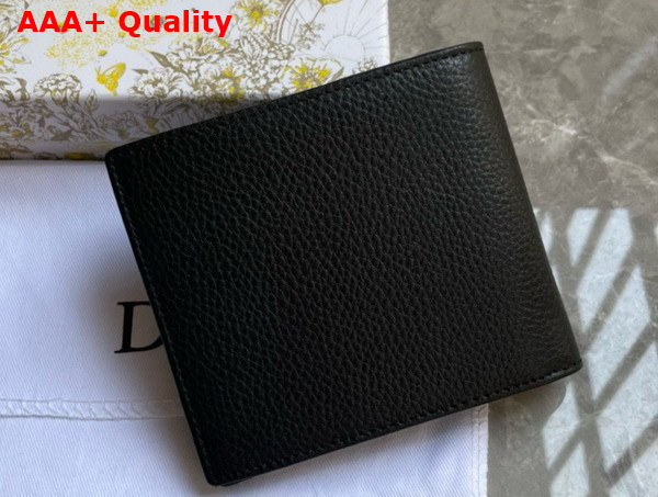 Dior Saddle Bifold Wallet Black Grained Calfskin Marquetry with Beige and Black Dior Oblique Jacquard Replica