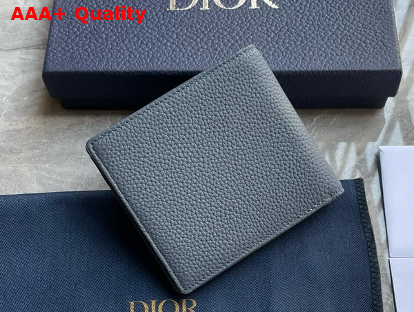 Dior Saddle Bifold Wallet Blue Grained Calfskin Marquetry and Blue Dior Oblique Jacquard Replica